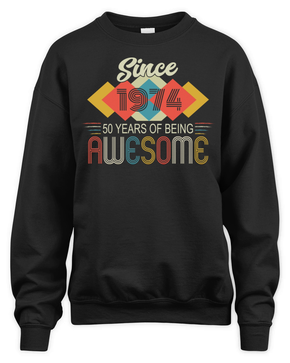 50th Birthday Vintage 1974 Retro Awesome Unisex Premium Crewneck Sweatshirt