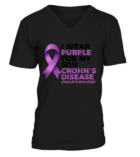 I Wear Purple For My Son Crohns Disease V-Neck T-shirt