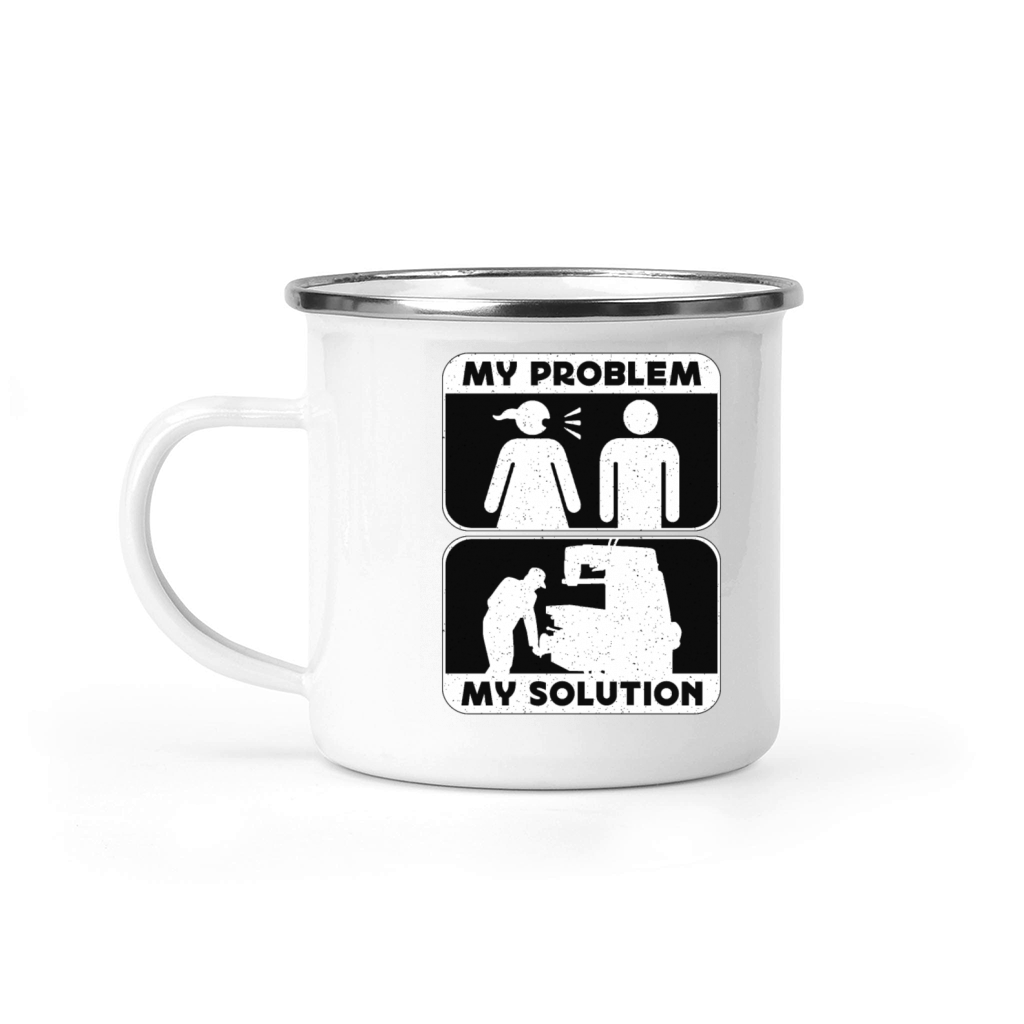 Machinist My Problem My Solution Pictogram Dad Mom Camping Mug