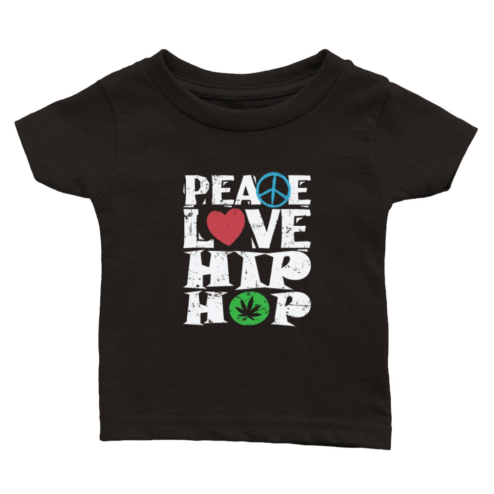 Peace Love Hip Hop Music Direction Rap Classic Baby Crewneck T-shirt