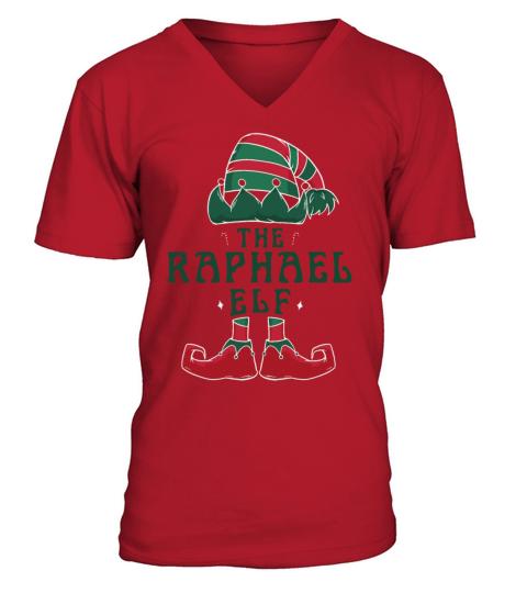 Raphael Elf Personalized Name Christmas Family V-Neck T-shirt