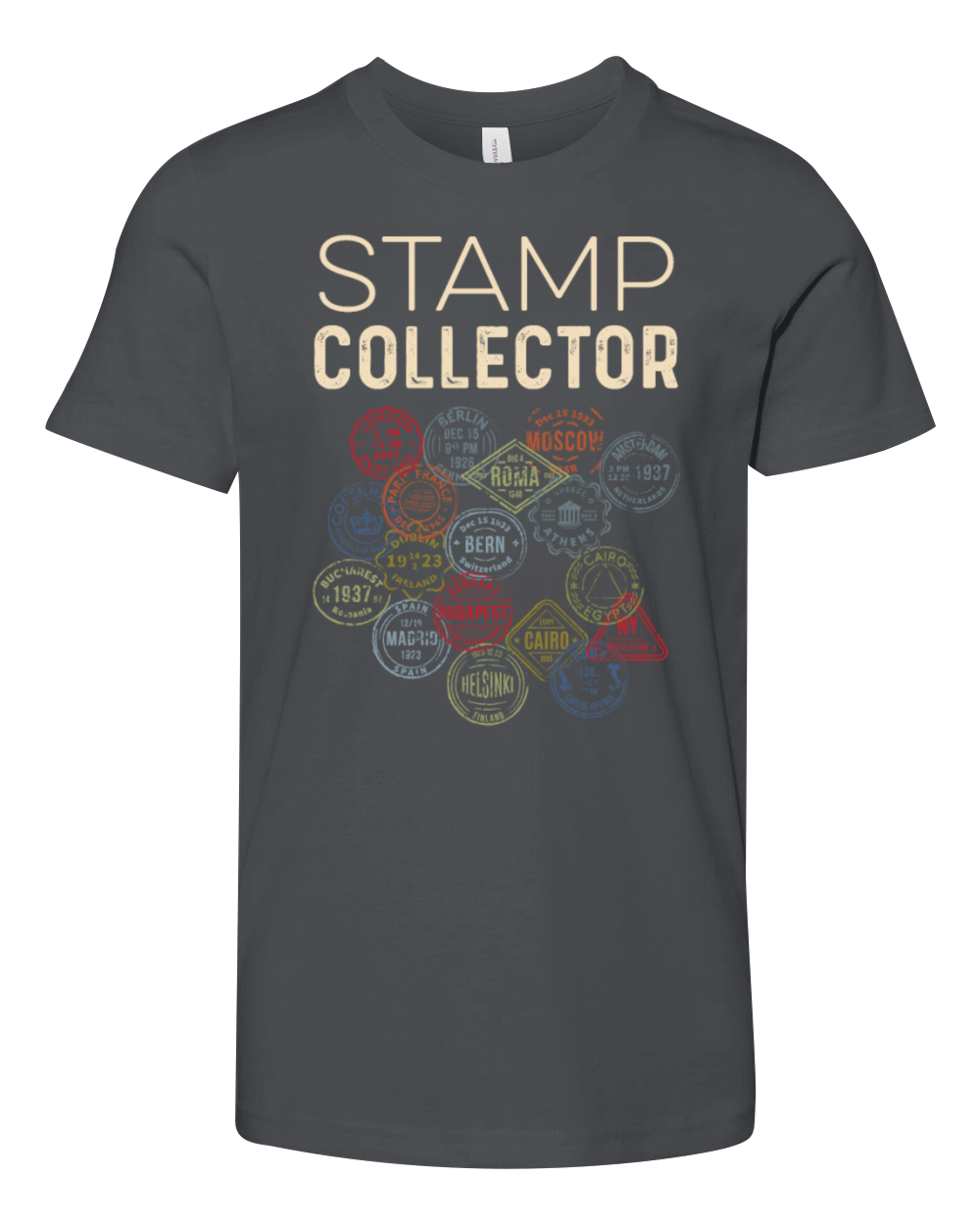 Stamp Collector World Traveler Gift Youth Unisex Jersey Tee