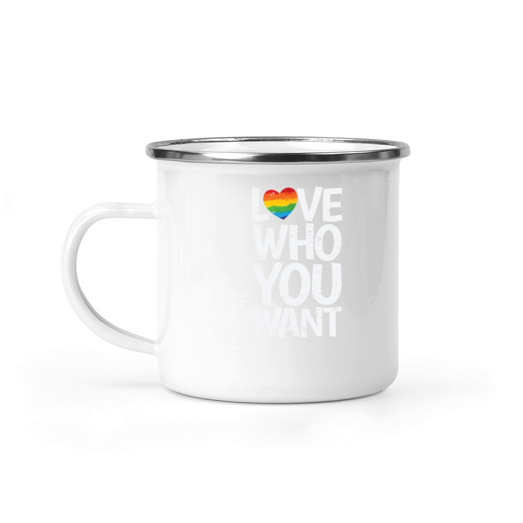Love who you want LGBT Rainbow Colors Pride Camping Mug