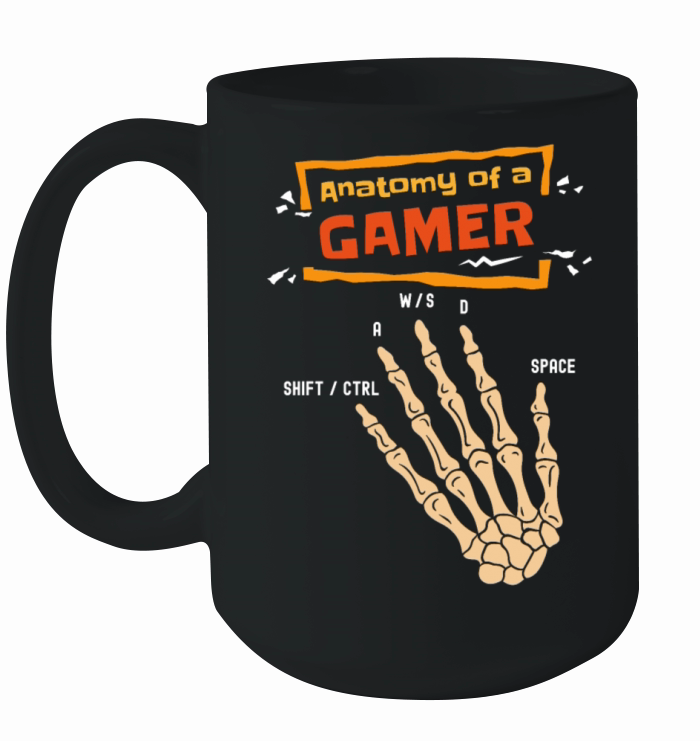 Anatomy Of A Gamer Skeleton Hand Funny Men Boys Ceramic Mug