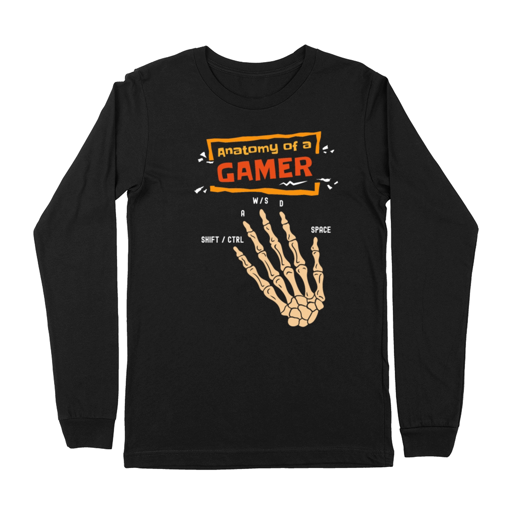 Anatomy Of A Gamer Skeleton Hand Funny Men Boys Premium Long Sleeve