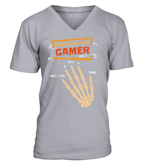 Anatomy Of A Gamer Skeleton Hand Funny Men Boys V-Neck T-shirt