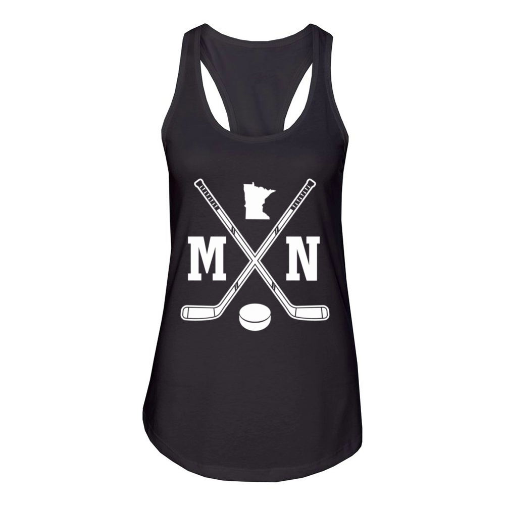 Minnesota Mn Ice Hockey Sticks Mn Women's Racerback Tank