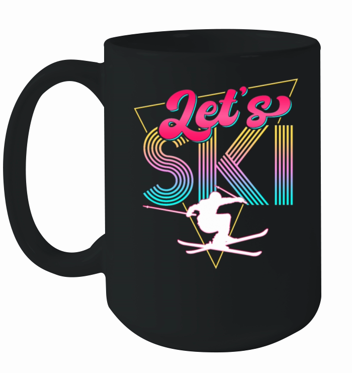 Lets Ski Retro 80s Skiing Party Ceramic Mug