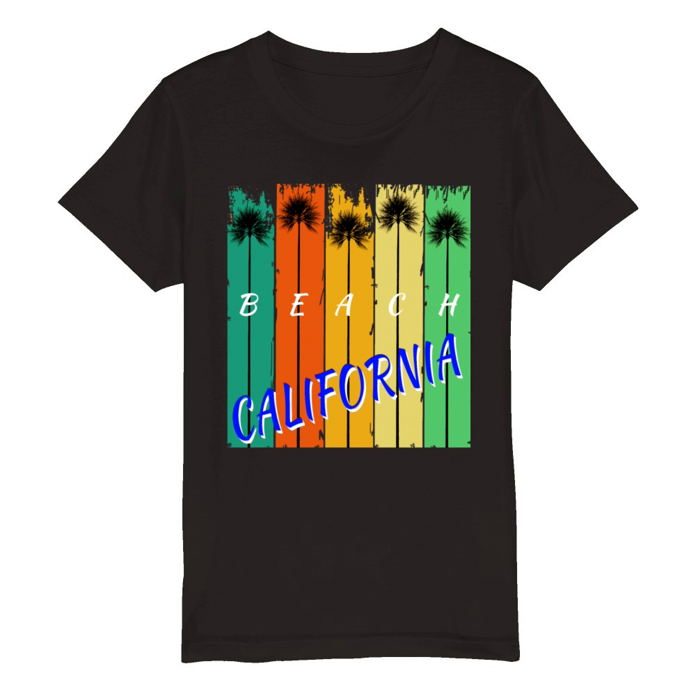 BEACH CALIFORNIA SUMMER VACATION Organic Kids Crewneck T-shirt