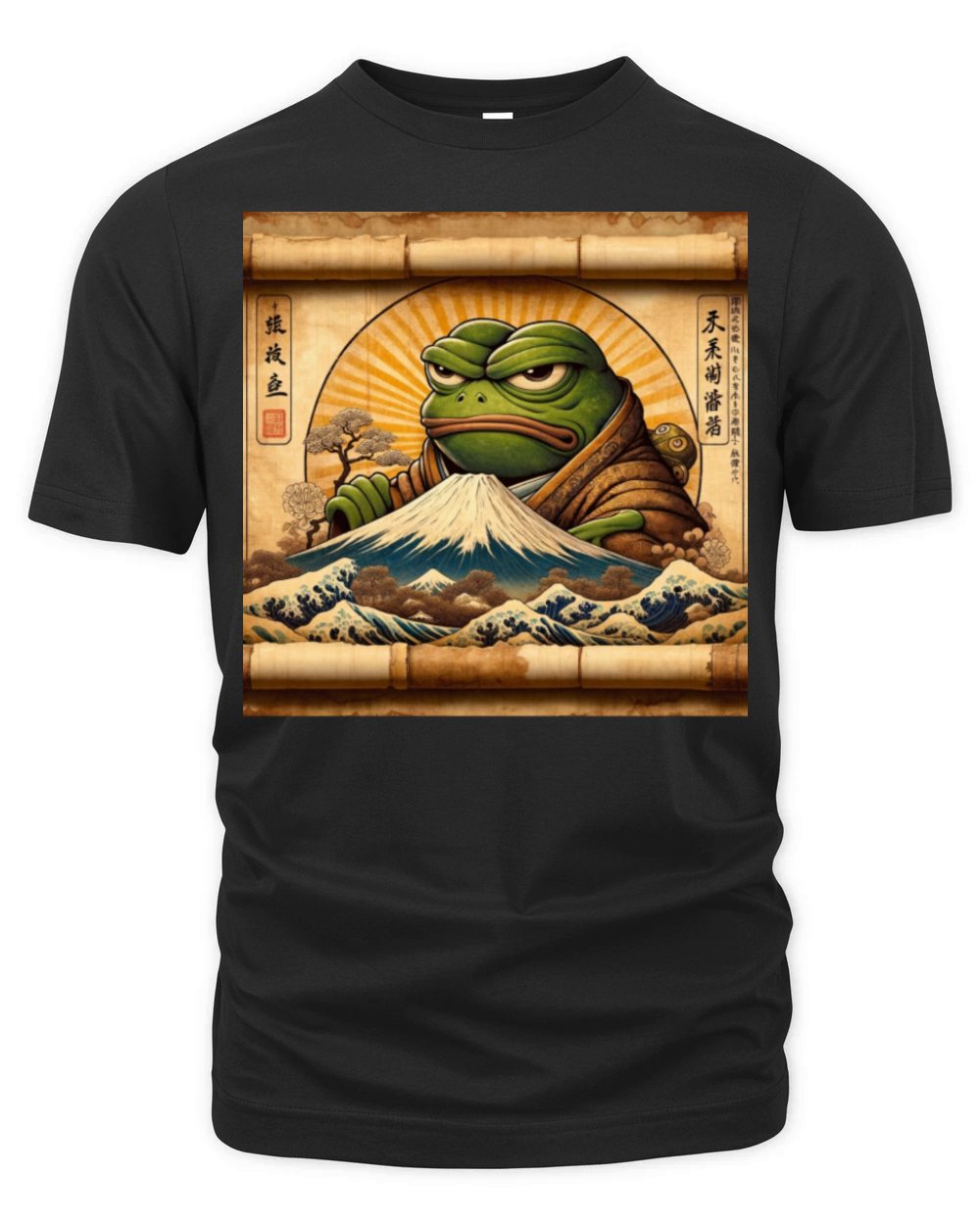 Classic Grumpy Frog Scenery Papyrus Scroll Organic Unisex T-shirt