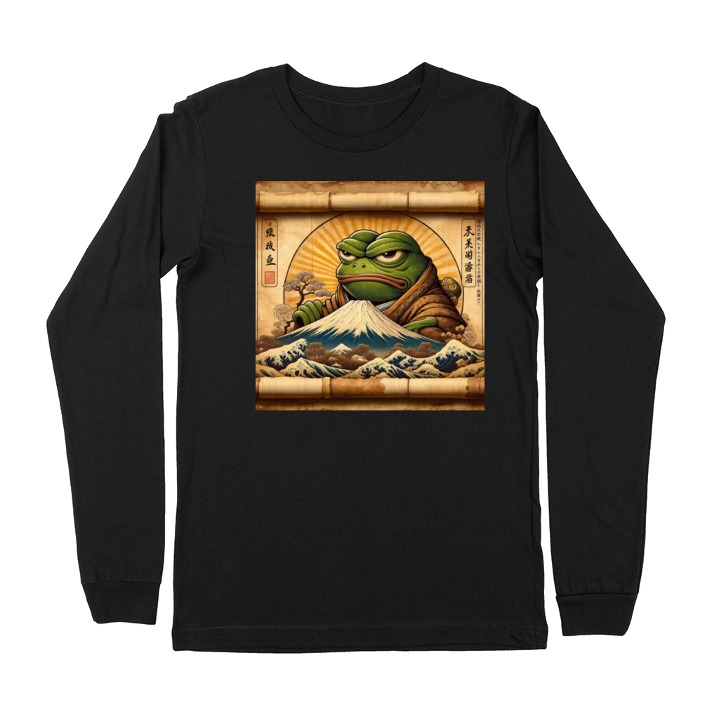 Classic Grumpy Frog Scenery Papyrus Scroll Premium Long Sleeve