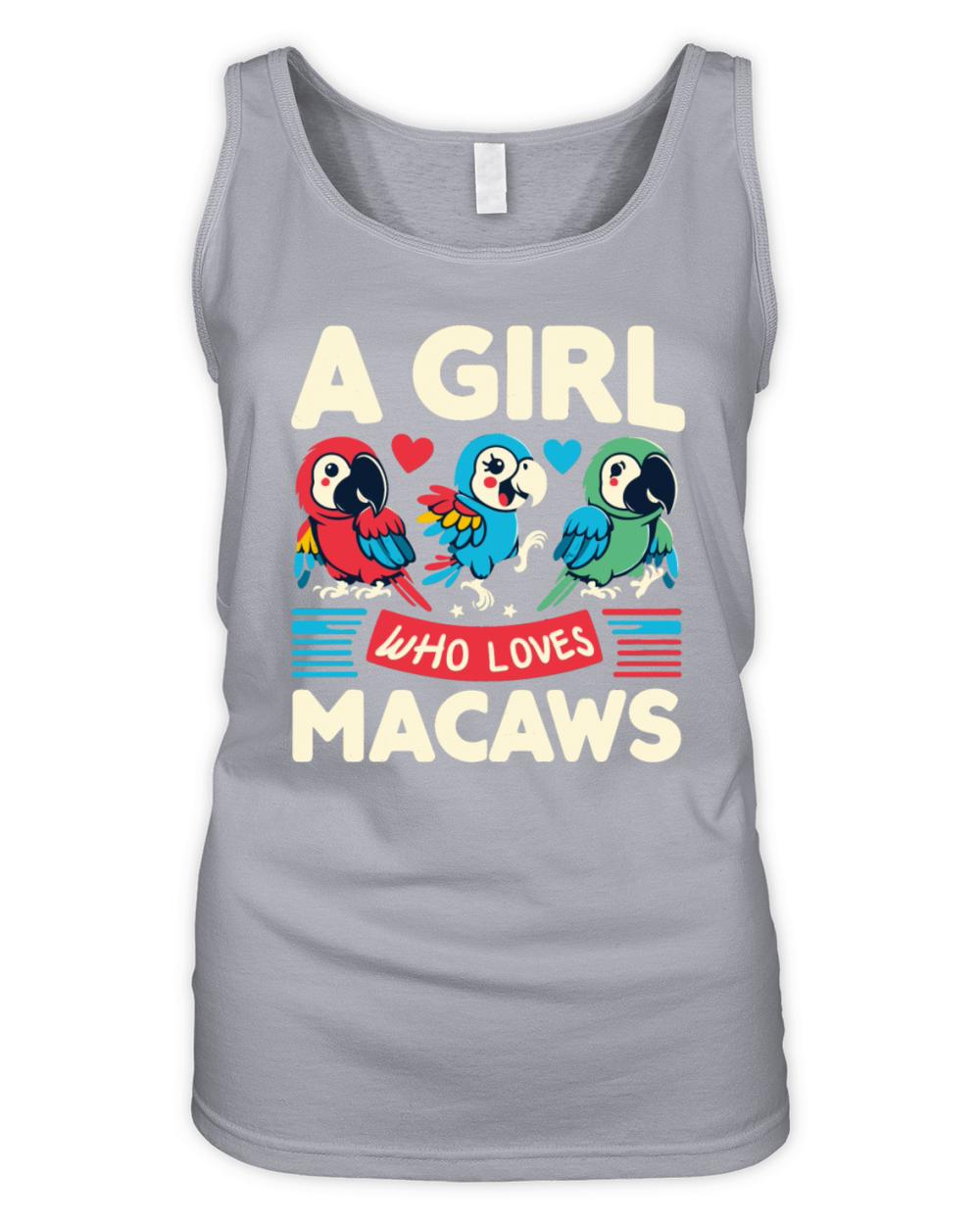 Kawaii Cute Parrots Birds A Girl Who Loves Macaws Organic Women's Tank Top