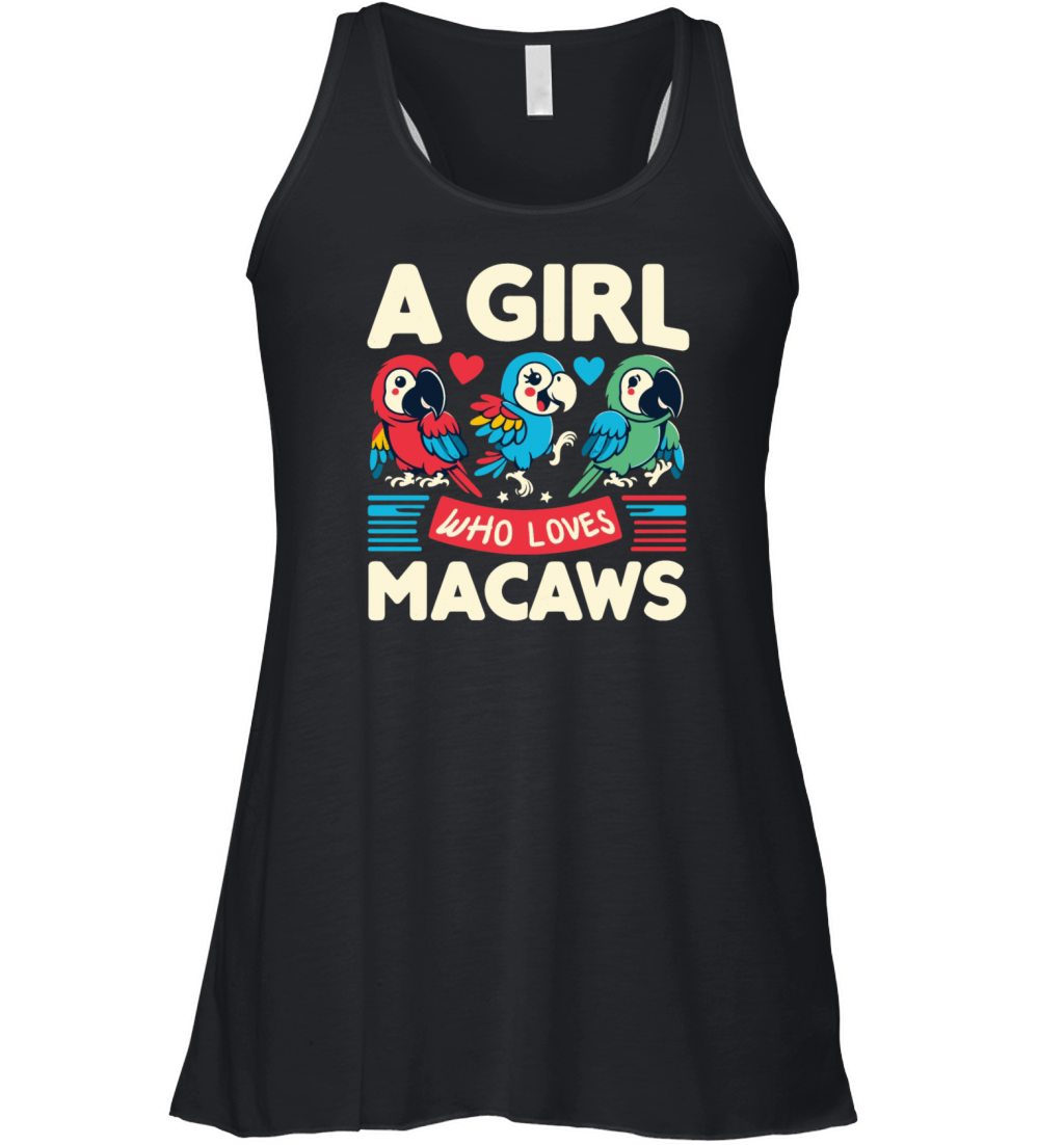 Kawaii Cute Parrots Birds A Girl Who Loves Macaws Women's Flowy Tank Top