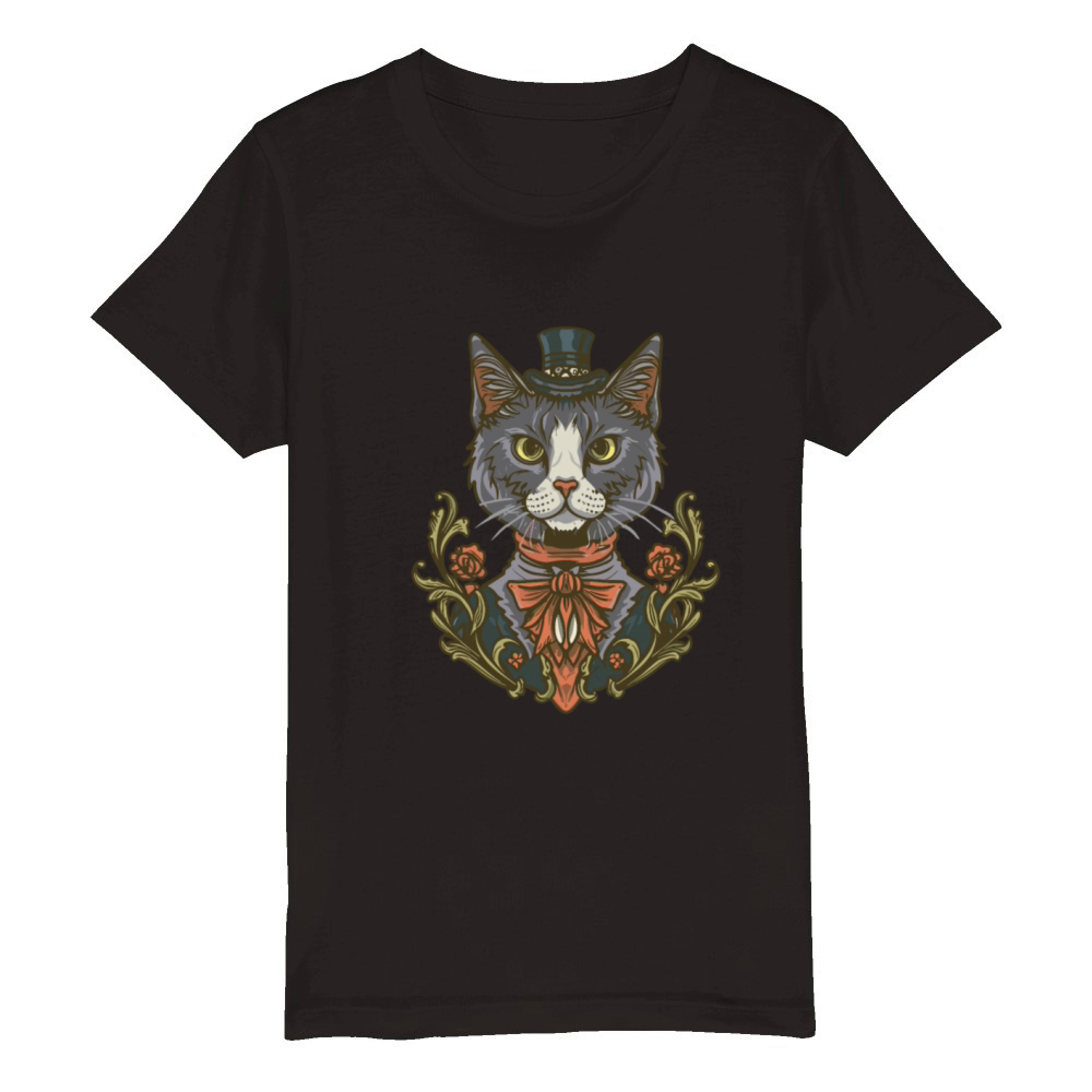 victorian cat Organic Kids Crewneck T-shirt