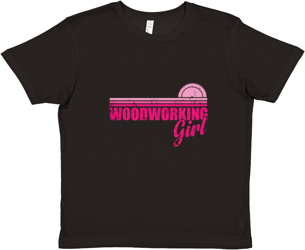 Woodworking Girl Forest Worker Premium Kids Crewneck T-shirt
