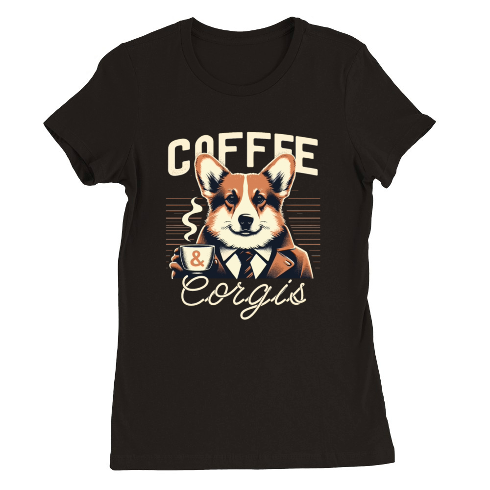 Coffee And Corgis Premium Womens Crewneck T-shirt