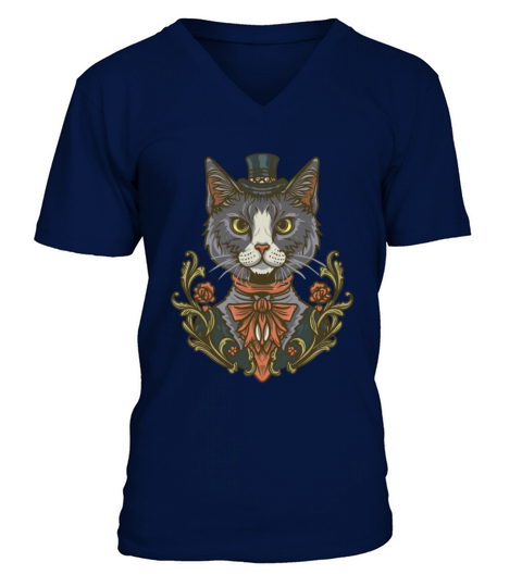 victorian cat V-Neck T-shirt