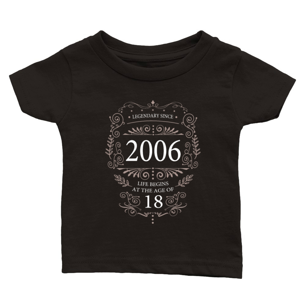 18th birthday life begins vintage 2006 vintage Classic Baby Crewneck T-shirt