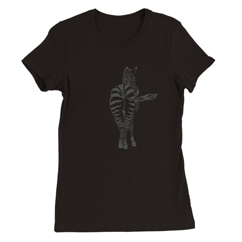 Zebra Butt Africa Stripes Animal Park black Premium Womens Crewneck T-shirt