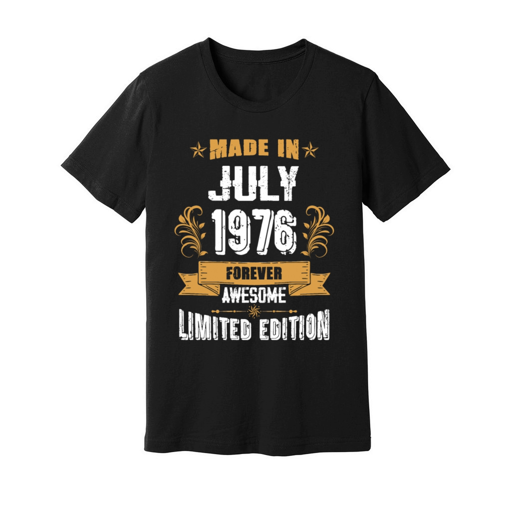 July 1976 Vintage Birthday Present Unisex Jersey Tee