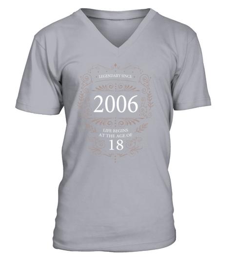 18th birthday life begins vintage 2006 vintage V-Neck T-shirt