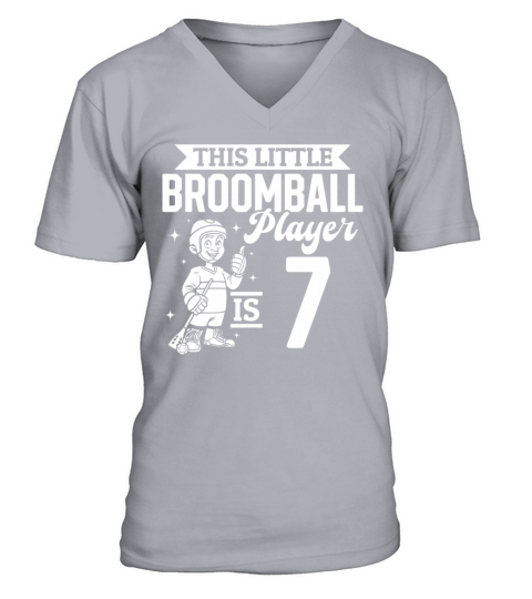 This Little Broomball Player Is 7 Years Old - Broo V-Neck T-shirt
