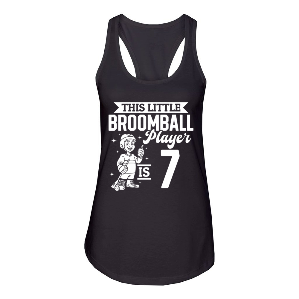 This Little Broomball Player Is 7 Years Old - Broo Women's Racerback Tank