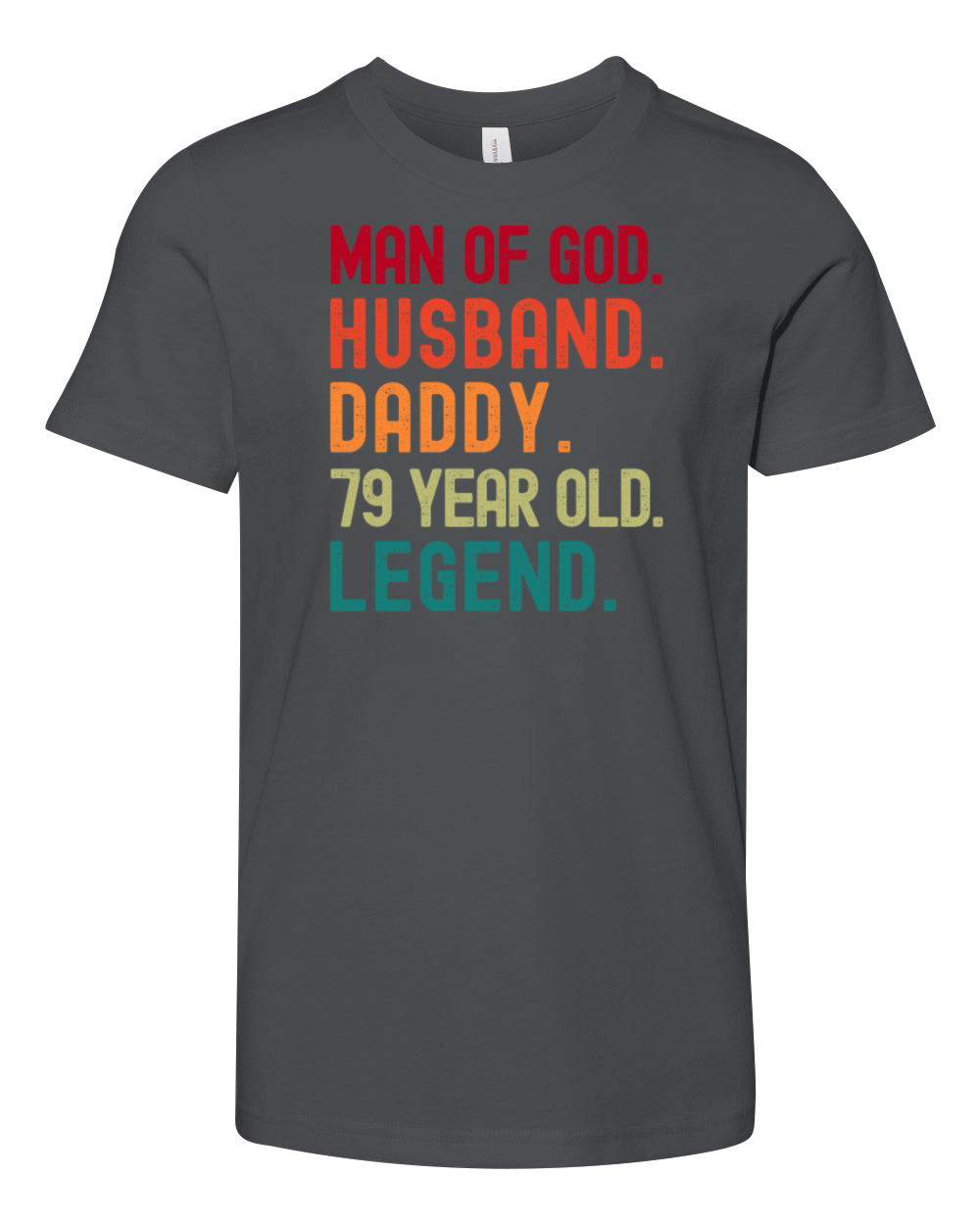 Man of God Husband Dad Vintage 79th Birthday Youth Unisex Jersey Tee