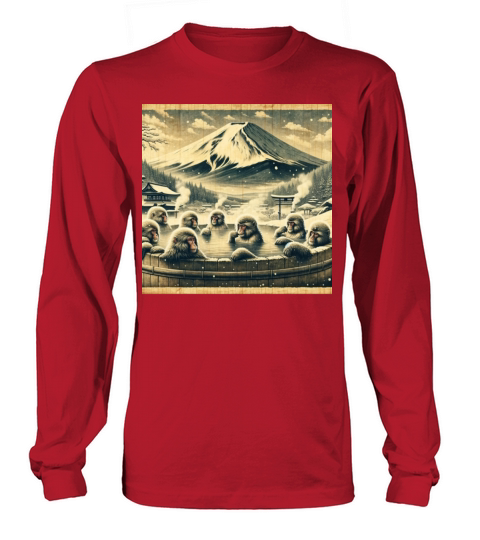 Vintage Animal Macaque Winter Monkey Japanese Art Long sleeved Unisex