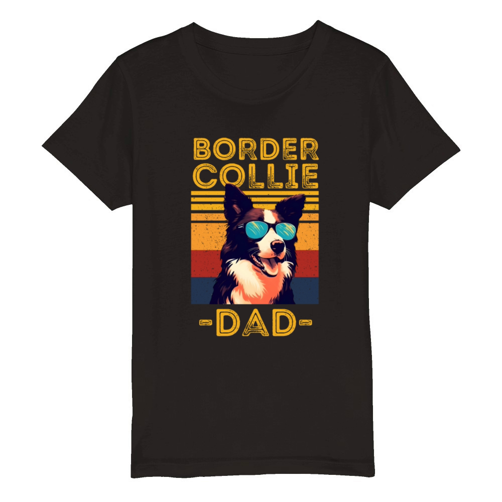 Border Collie dad retro Organic Kids Crewneck T-shirt