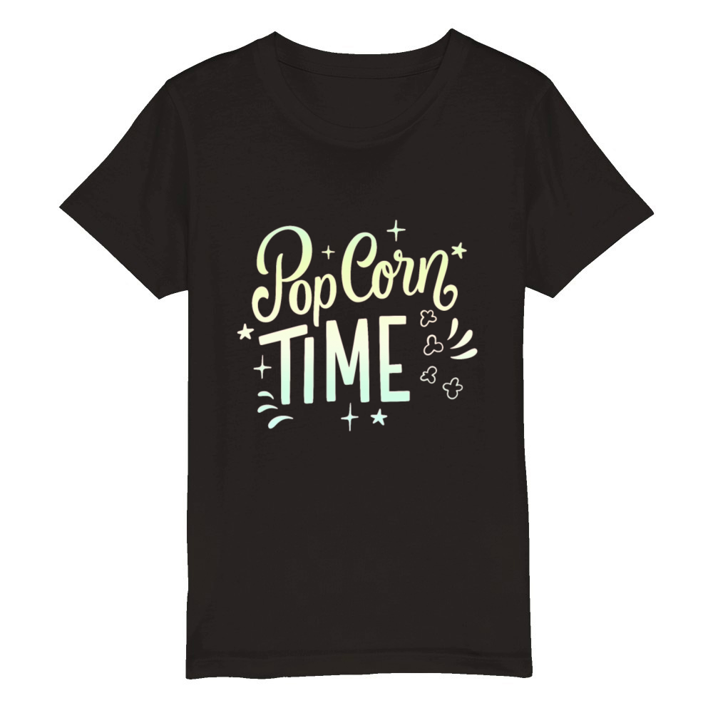 POP CORN TIME Organic Kids Crewneck T-shirt