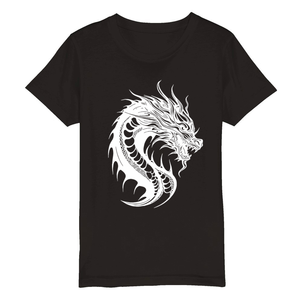 Vintage Snake Dragon Organic Kids Crewneck T-shirt