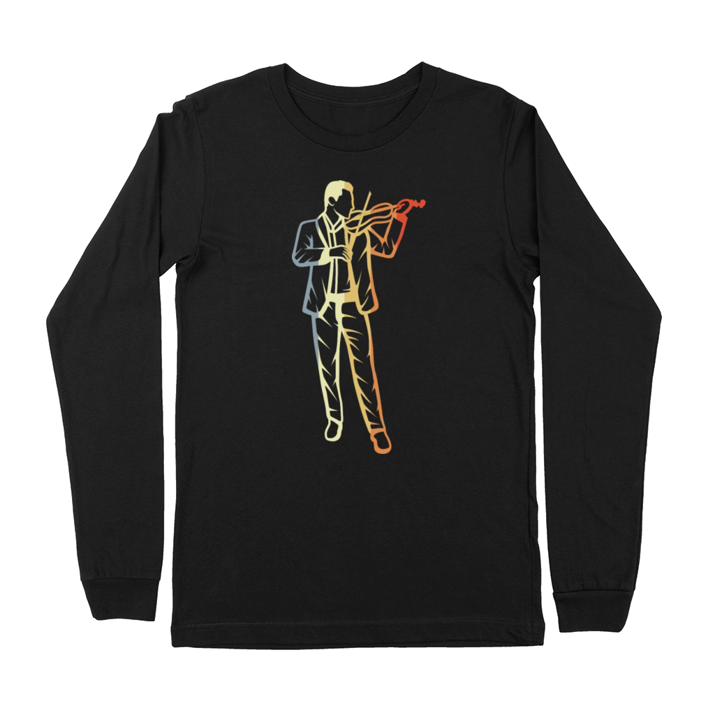Vintage Violin Guy Drawing Premium Long Sleeve