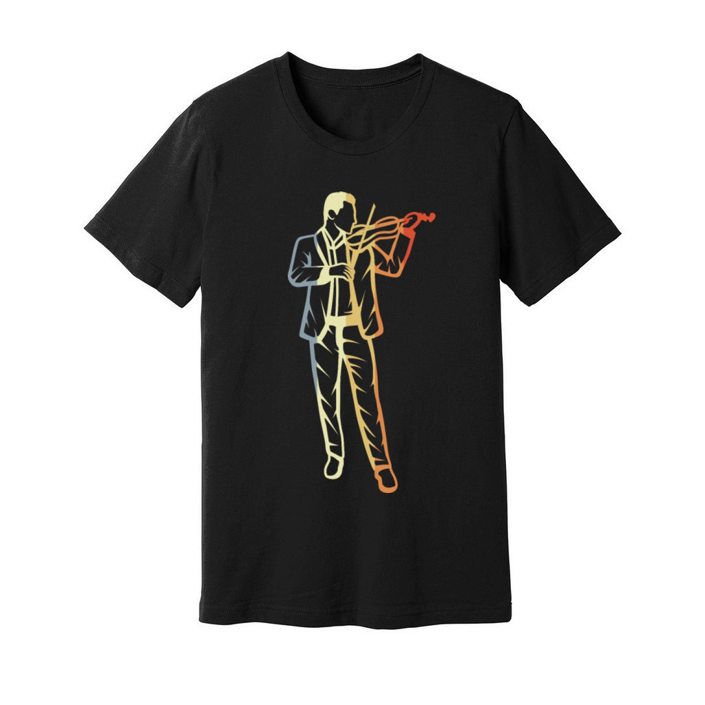Vintage Violin Guy Drawing Unisex Jersey Tee
