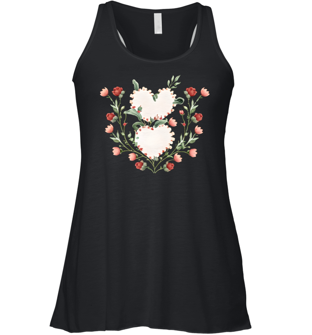 Floral Heart Valentine Design Vintage Style Women's Flowy Tank Top