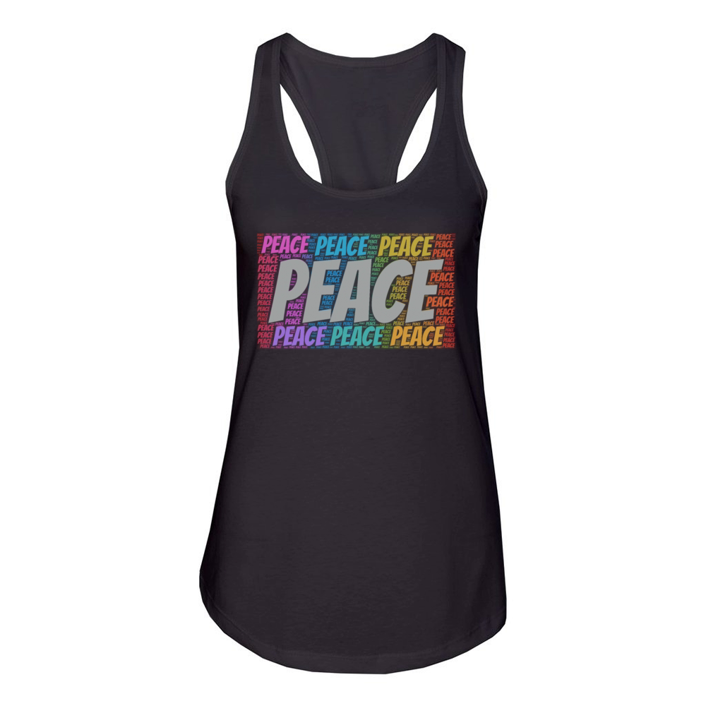Peace Shirt Word Cloud Presents Women's Racerback Tank