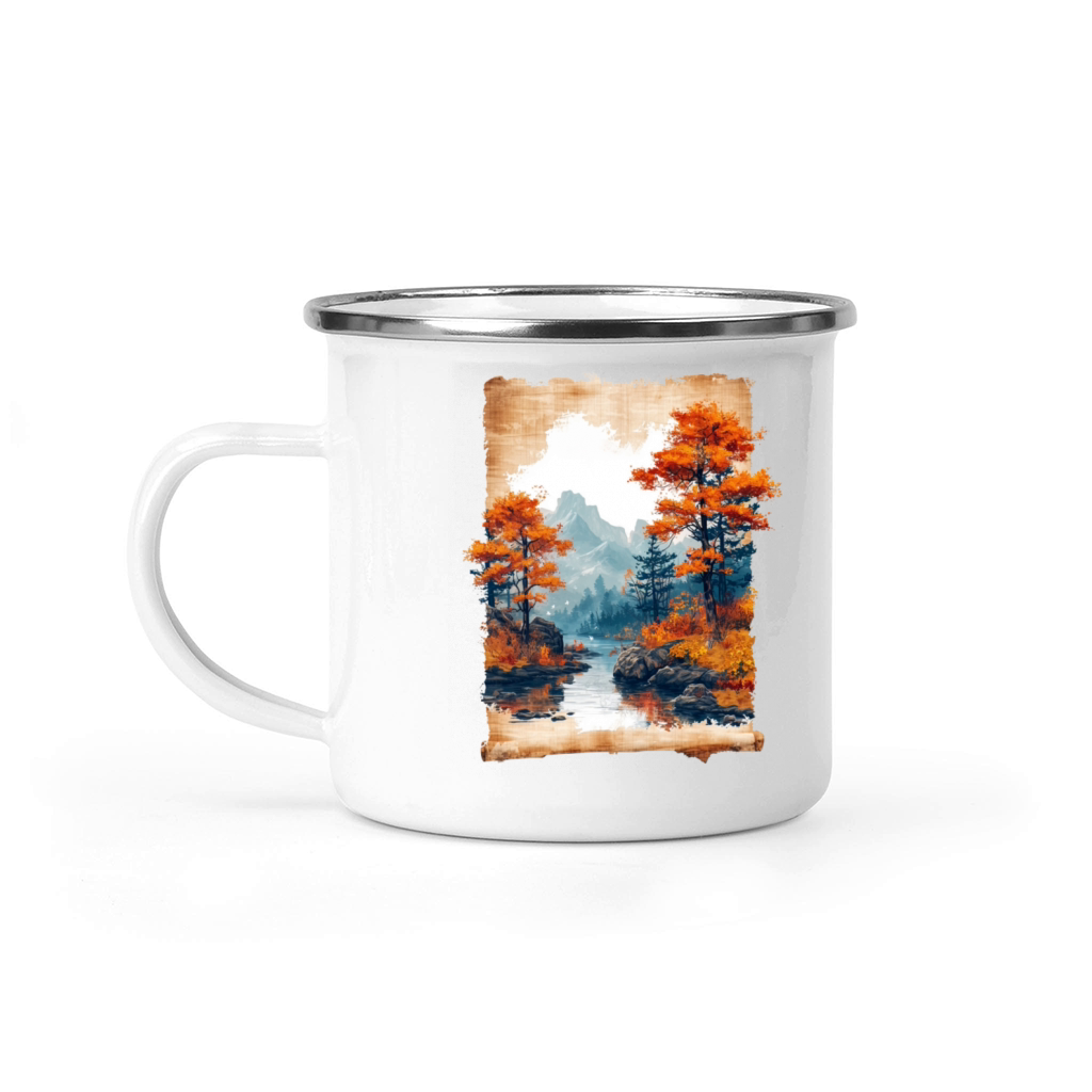 Classic Scenery Papyrus Scroll Onsen Japanese Art Camping Mug