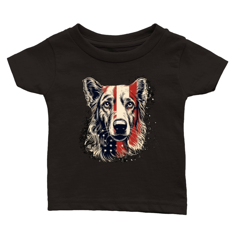 German Shepherd Funny Dog Vintage Retro French Classic Baby Crewneck T-shirt
