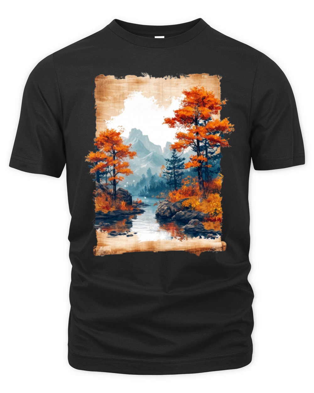 Classic Scenery Papyrus Scroll Onsen Japanese Art Organic Unisex T-shirt