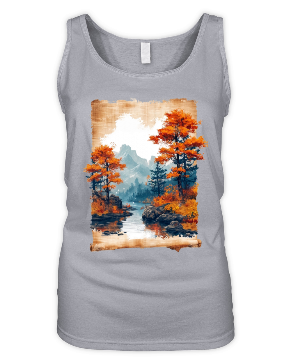 Classic Scenery Papyrus Scroll Onsen Japanese Art Organic Women's Tank Top