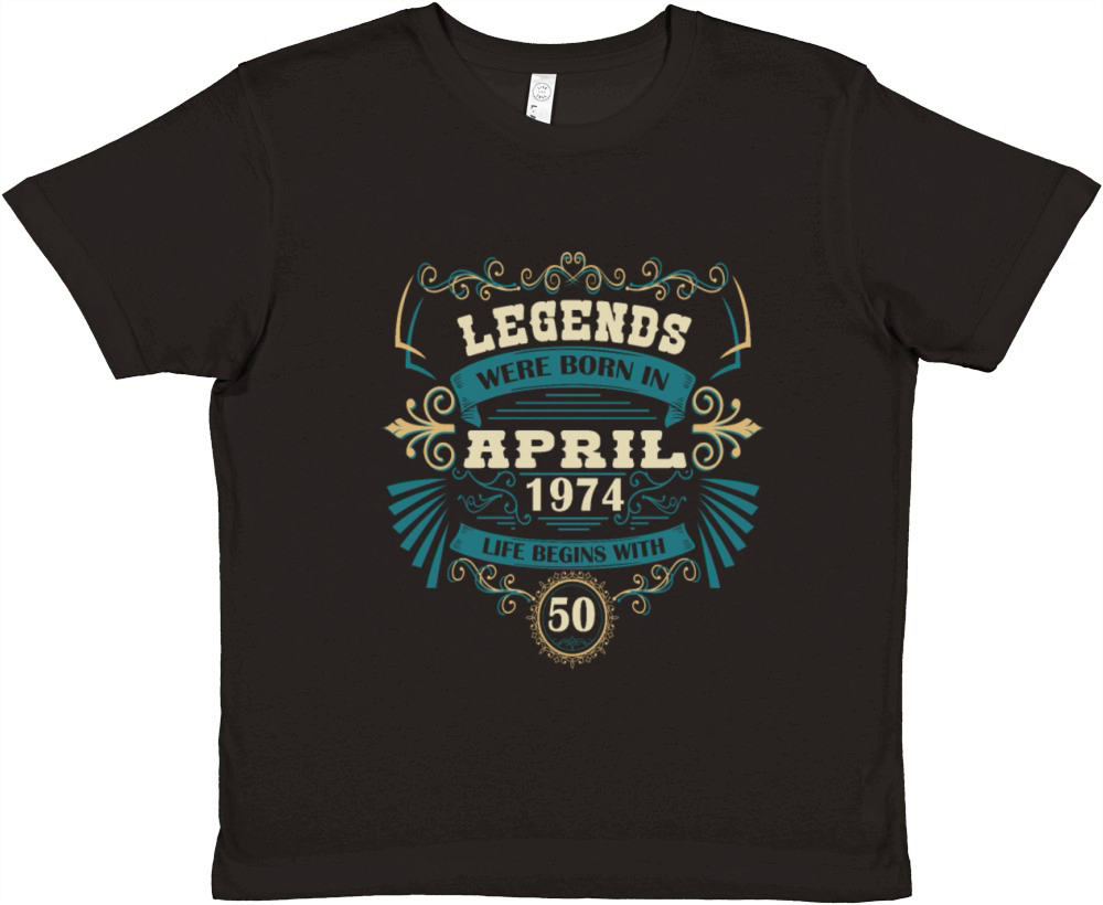 50th Birthday April 1974 Vintage Western Legends Premium Kids Crewneck T-shirt