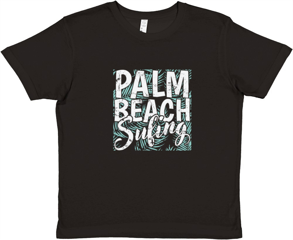 Palm Beach Surfing Tree Vacation Environment Premium Kids Crewneck T-shirt