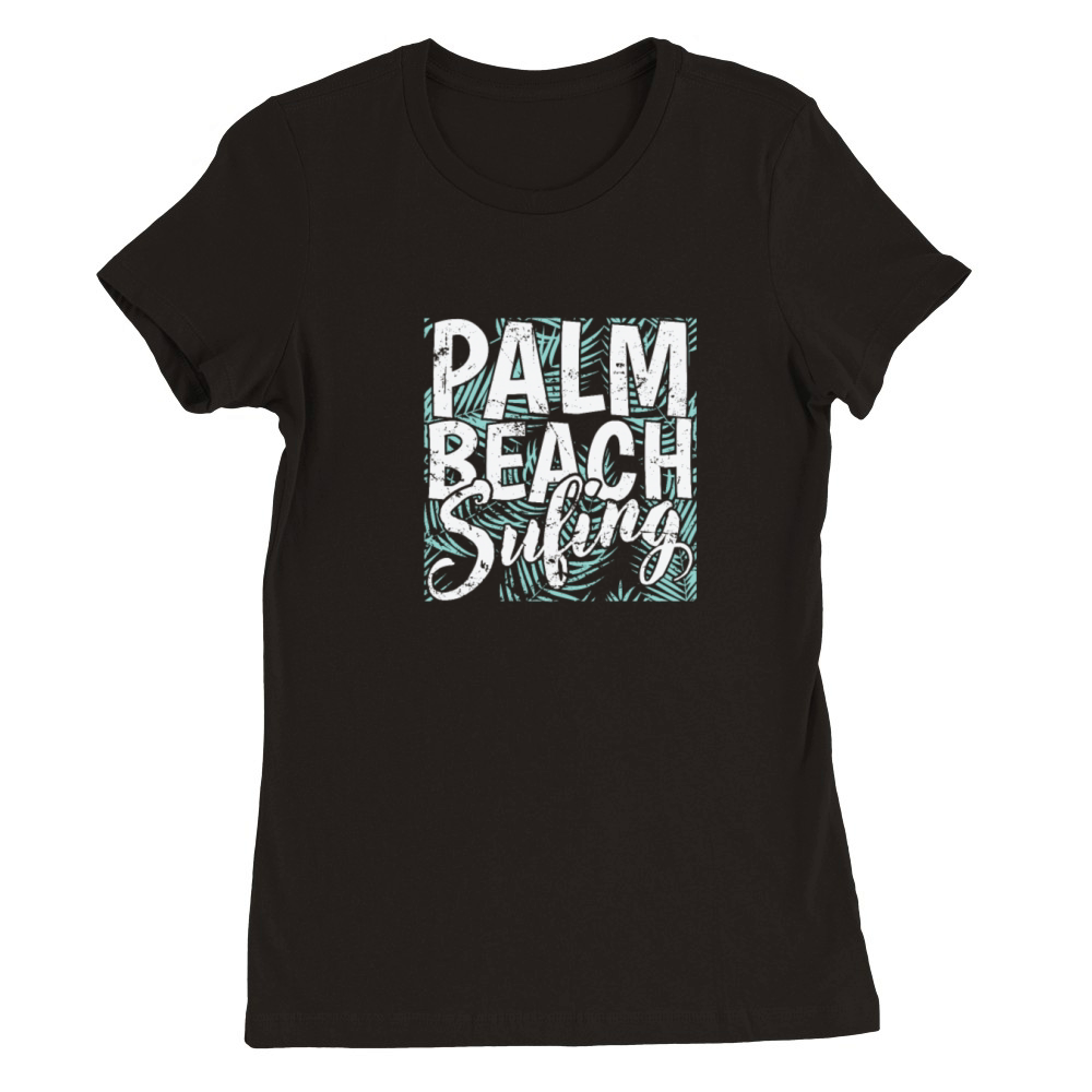 Palm Beach Surfing Tree Vacation Environment Premium Womens Crewneck T-shirt