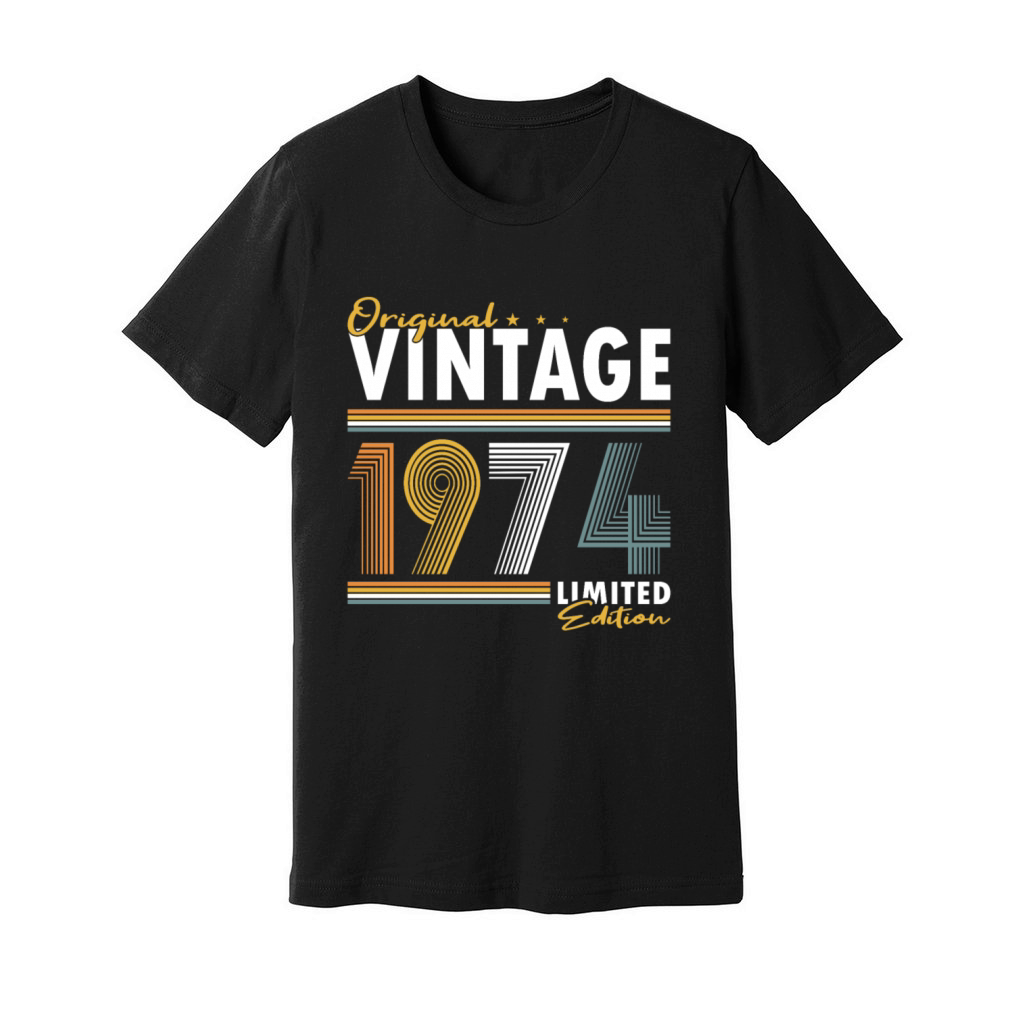 50th birthday vintage 1974 original 1974 Unisex Jersey Tee