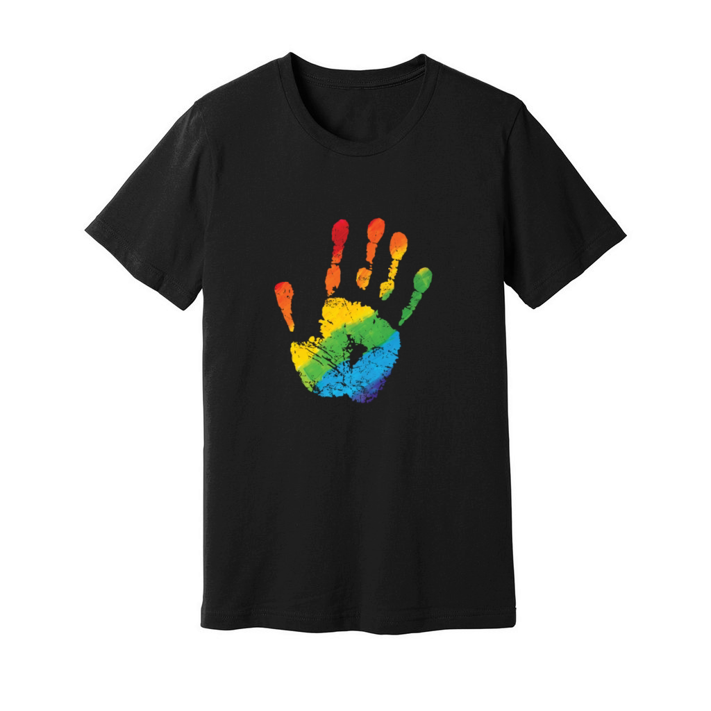 Hand in LGBT Rainbow Colors Unisex Jersey Tee