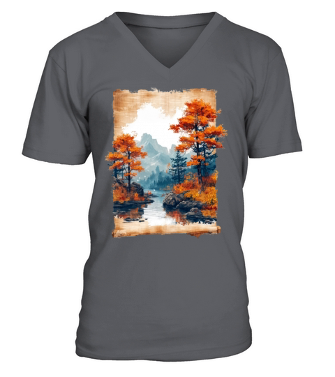 Classic Scenery Papyrus Scroll Onsen Japanese Art V-Neck T-shirt