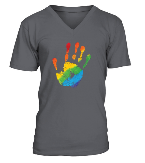 Hand in LGBT Rainbow Colors V-Neck T-shirt