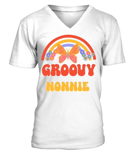 Retro Groovy Nonnie Grandma Hippie Family Matching V-Neck T-shirt