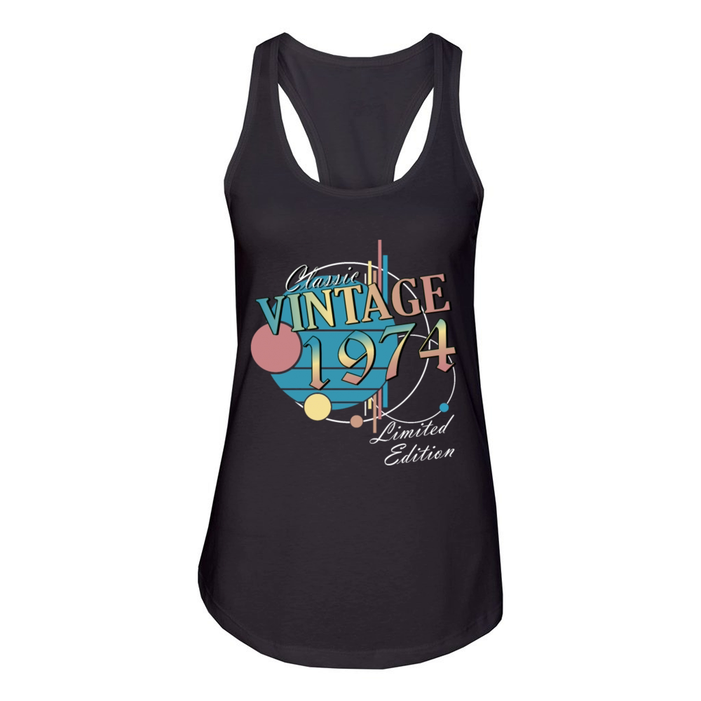 50th birthday year 1974 Original 1974 Women's Racerback Tank