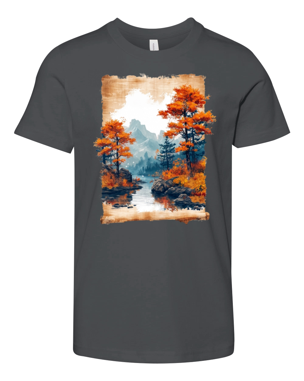 Classic Scenery Papyrus Scroll Onsen Japanese Art Youth Unisex Jersey Tee